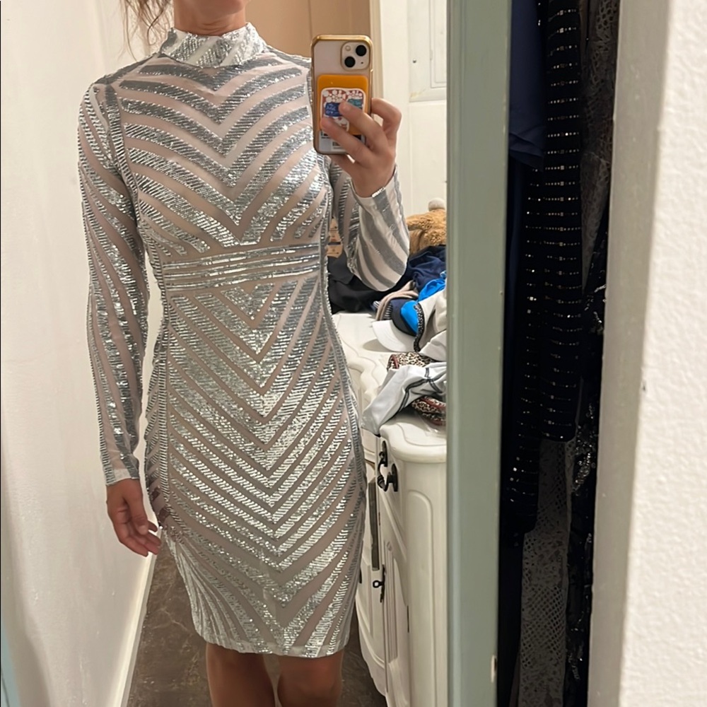 Banjul silver sequin dress